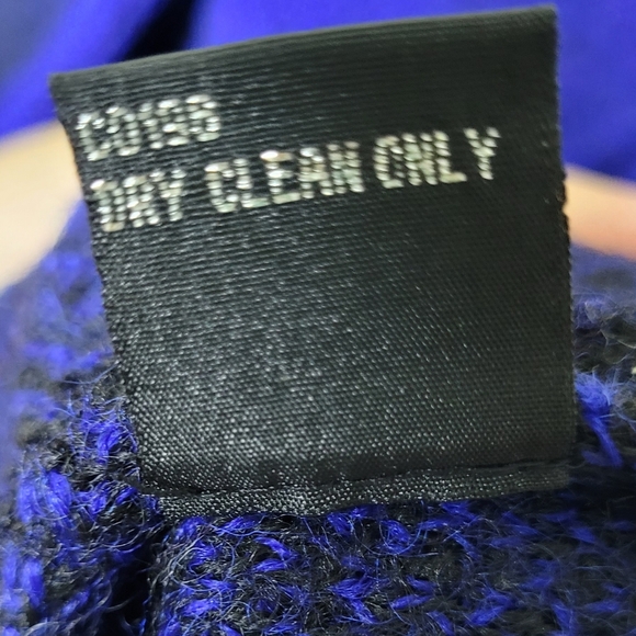 Lisa International Boiled Wool Blazer Jacket XL | Colorblock Blue Black 2-Button - Picture 8 of 8